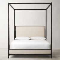 Lit à baldaquin moderne personnalisé en chêne massif noir pour chambre à coucher