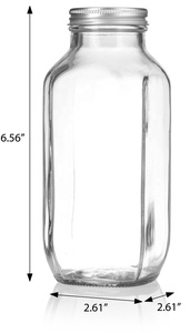 Pot <span class=keywords><strong>en</strong></span> <span class=keywords><strong>verre</strong></span> carré clair 16 oz de 500 ml, avec couvercle <span class=keywords><strong>en</strong></span> métal et <span class=keywords><strong>en</strong></span> argent, pour jus à la maison, facile à utiliser pour les voyages, livraison gratuite - Product Image 2