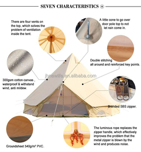 Tente de glamping imperméable de 3m 5m 7m 4m 6m avec trou de poêle, tente familiale de camping, pyramide de <span class=keywords><strong>tipi</strong></span>, tente extérieure en toile de coton, cloche - Product Image 6