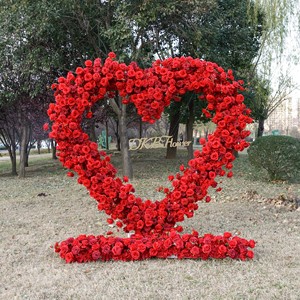 New Custom Cheap Price Event Party <b>Backdrop</b> Arch Flower Arrangement Heart Shaped <b>Stand</b> red Artificial Flowers for Decoration - Product Image 1