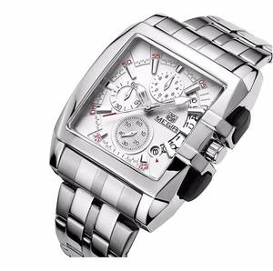 Montre pour homme MEGIR 2018, bracelet en acier inoxydable, montre à quartz carrée, montre de luxe tendance, étanche, pour homme - Product Image 1