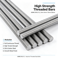 ASME B18.31.2 Full Threaded Rod, 3mm 6mm 10mm 50mm Stainless Steel & Carbon Steel Continuous Thread Stud Bolt