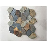 Ardoise naturelle blanche dorée en maille aléatoire, 2,7 pieds carrés/pièce, dalle de pavage