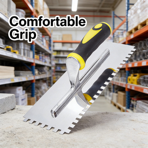 Ensemble de truelles crantées professionnelles en acier inoxydable pour l'installation de carreaux et l'épandage de mortier dans les projets de construction - Product Image 1