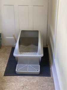 OEM kotak sampah kucing besar Jumbo kapasitas 20L tutup tertutup antibocor mudah dibersihkan sisi tinggi baja tahan karat PP untuk kucing besar - Product Image 3