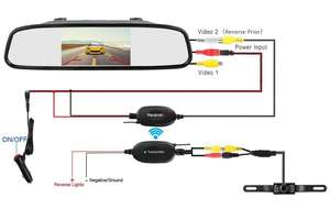 IPoster WiFi sistema de visión trasera con encendedor de cigarrillos inalámbrico coche espejo Monitor matrícula cámara de marcha atrás - Product Image 2