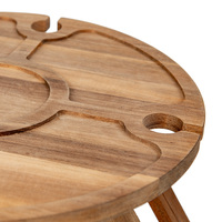 Table de pique-nique pliante en bois en vente chaude, table à vin portable en bois d'acacia pour jardin extérieur, camping, plage