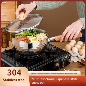 Pentola per Latte Yukihira in Acciaio Inox Stile Giapponese con Manico in Legno, Fondo Piatto, Coperchio in Vetro, Adatta a Tutti i Fornelli, Pentola per Alimenti per Bambini, Pentola per Ammollo - Product Image 2