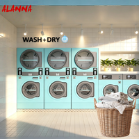 Mesin Cuci Kering Komersial Profesional, Dioperasikan dengan Kartu, Mesin Cuci dan Pengering Bertumpuk, Bahan Stainless Steel, untuk Laundry