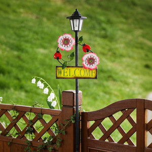 Letrero de Bienvenida Solar con Estaca para Jardín, Luz Decorativa de Metal con Flores y Abejas, Adorno para Patio, Camino, Césped y Paisaje - Product Image 3