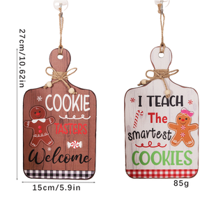 Creative Christmas Gingerbread Man Wooden Sign Eco-Friendly Irregular Shape Engraved Wall Hanging Ornament Shop Welcome