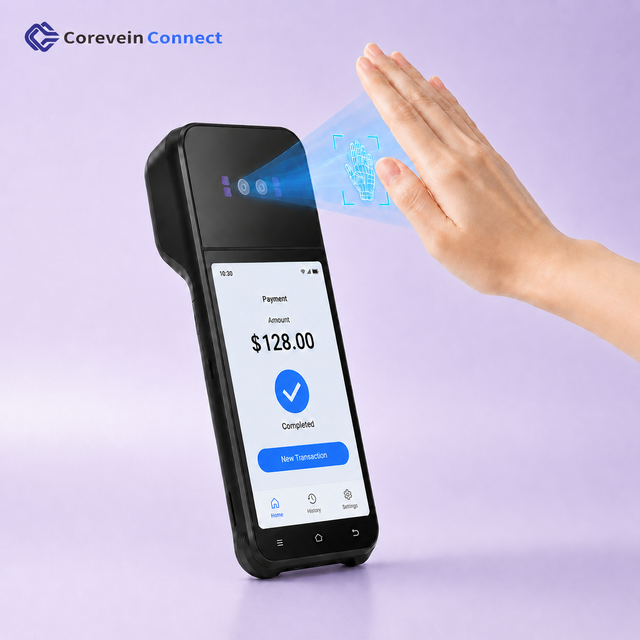 Biometric Android 13.0 Mobile POS Machine with Palm Print Recognition NFC QR Code Payment Terminal and Bluetooth
