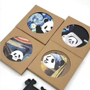 Sous-verre rond en céramique écologique Jia Yi Panda Cartoon, en diatomite marocaine, diamètre 103 mm, épaisseur 8 mm, contemporain, personnalisable - Product Image 5