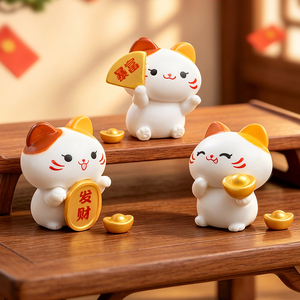 Figurine miniature mignonne en PVC Chat porte-bonheur pour la décoration DIY de micro-paysages, accessoire pour mini-voiture et ornement de bureau - Product Image 4