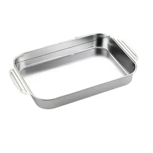 SSBP 201 Stainless Steel BBQ Grilled Fish Rectangular Thickened Anti-scalding Chicken Basin Crayfish Seafood Deep Plate