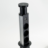 Tour de prises électrique rétractable OEM AI 20W avec port Type C pour îlots de cuisine et tables de conférence