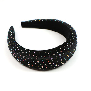 Bandeau <span class=keywords><strong>épais</strong></span> en <span class=keywords><strong>velours</strong></span> matelassé avec strass, couleur unie, bijoux ornés de cristaux, nouvelle collection 2020 - Product Image 3