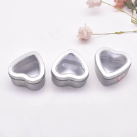 Boîte en fer blanc argenté en gros avec fenêtre, en forme de cœur, pour bougies, conteneur personnalisé avec logo, pour crème cosmétique, produits ménagers
