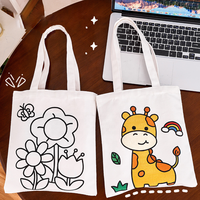 Sac fourre-tout en toile de coton réutilisable écologique Mini sac à provisions Graffiti bricolage avec impression de logo personnalisé pour les fêtes d'enfants Goodies
