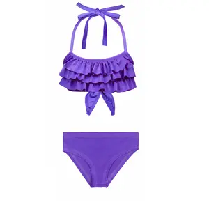 WJF46-bañador de corte alto de una pieza para niñas, trajes de baño brillantes, Bikini encantador sin espalda