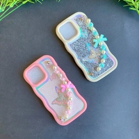 Usine vente chaude coloré bord ondulé couverture paillettes papillon diamant perle dragonne coque de téléphone pour Infinix Hot 50 Pro