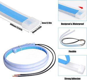 Klnt 30cm 45cm 60cm xe linh hoạt <span class=keywords><strong>DRL</strong></span> LED Strip 12V màu trắng hổ phách lần lượt ánh sáng đèn pha <span class=keywords><strong>DRL</strong></span> LED chạy ban ngày ánh sáng - Product Image 5