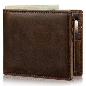 Genuine Leather <b>Wallet</b> Tri Fold <b>Men's</b> Brown 5 Inch Multiple Card Slots Business Style Minimalist Design - Product Image 1