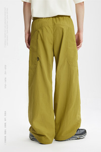Pantalones de nailon 100% de pierna ancha Vintage ligeros, pantalones de trabajo con cinturón de cintura con logotipo personalizado, pantalones de chándal rectos de secado rápido para hombre - Product Image 3
