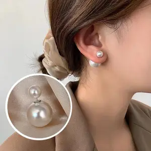 Boucles d'oreilles en argent S925 avec aiguille double face, clous d'oreilles Anti-allergique pour femmes, vente en gros