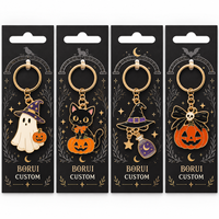 Porte-clés personnalisé Halloween en émail, pendentif fantôme, chat noir, sorcière, chaudron, citrouille pour sac à dos, sac, clés, cadeau de fête