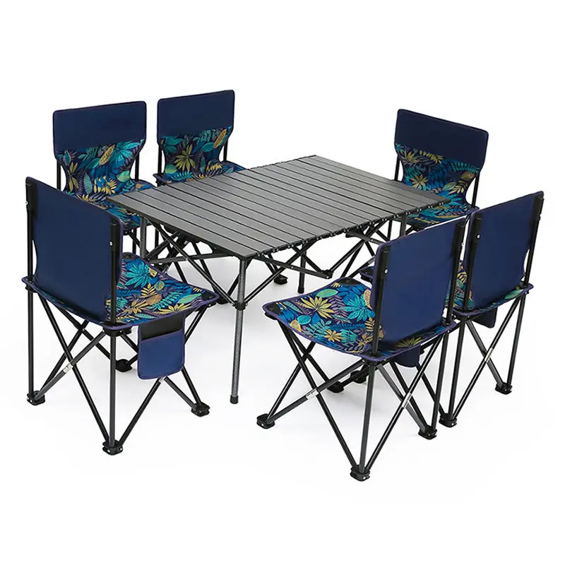 Meja lipat barbekyu, Portable luar ruangan meja piknik dan kursi Set aluminium untuk berkemah