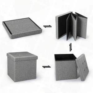 BAILEY bonne qualité cuir tissu Cube boîte stockage pouf banc repose-pieds tabouret pour salon - Product Image 6