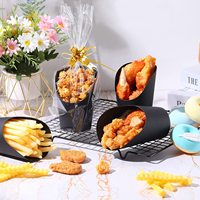 Gobelets à frites jetables noirs à paroi unique Boîtes à pop-corn en papier gaufré Gobelets à charcuterie pour les fêtes à emporter pour le riz Autres