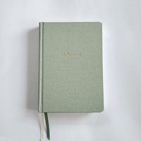 Journal intime imprimé sur mesure avec logo couverture rigide en tissu lin vert A5 ligné objectif mensuel journal carnets d'écriture