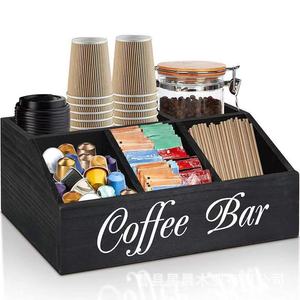 กล่องเก็บของสำหรับร้านกาแฟ 18 ลิตร กล่องไม้จัดระเบียบบนเคาน์เตอร์สำหรับใส่แคปซูลกาแฟและเครื่องปรุง - Product Image 5