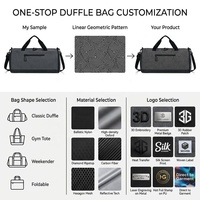 Sac de sport personnalisé avec logo brodé en 3D, compartiment à chaussures, séparation sec/humide, sac de sport imperméable en Oxford pour yoga et fitness