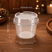Gobelet à dessert rond en PET transparent jetable avec couvercle, récipient pour mousse, pudding, yaourt, tiramisu, bol de rangement pour gâteau à emporter en plastique