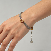 Bracelet multi-brins en acier inoxydable étanche Novirassine, bijoux PVD en métal mélangé or et argent avec cercles entrelacés, vente en gros