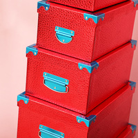 Nouvel arrivage : Kit de boîtes cadeaux en papier grain litchi, boîtes de rangement pour la maison avec poignées, ensemble de 10 boîtes cadeaux avec protection d'angle