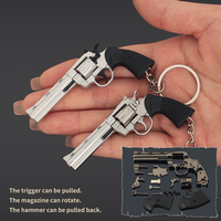 Porte-clés pistolet jouet en métal argenté 1:3 Python 357 Revolver noir 70mm, pas cher, 7cm, en forme de pistolet, modèle Python 357