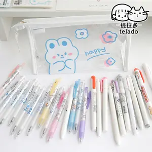 Telado Large Capacity Transparent Handbook Storage Bag Cream Rabbit Pencil Case For Girls Student Stationery Pencil Bags