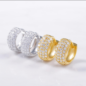 Classic 4Rows White Gold Hoop <b>Earring</b> D VVS <b>Moissanite</b> 925 Sterling Silver Hot Sale Pass Diamond Test <b>Moissanite</b> <b>Earring</b> Jewelry - Product Image 1