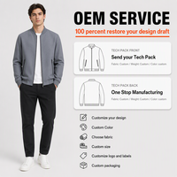 Veste Homme à Col Montant et Fermeture Éclair Intégrale, Doublure Tricotée, Tissu Texturé Anti-Plis, Manteau Décontracté Printemps-Automne Personnalisable