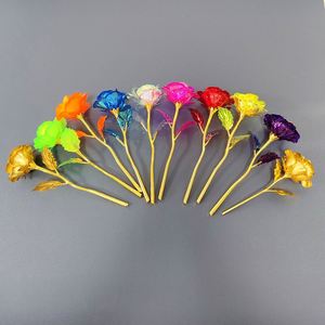 Wholesale Multi-Color Gold Foil Roses - Assorted Metallic Artificial Flowers with Golden Stems for Valentine's Day, Mother's - Product Image 1