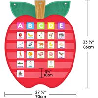 Organizador de Bolsillo con Forma de Manzana, Tamaño Personalizable, de Poliéster, Herramienta de Enseñanza para el Aula, Aprendizaje de Idiomas, Material Escolar para Niños