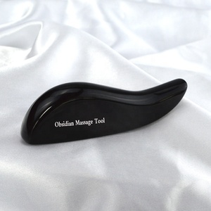 Outil de massage Gua Sha en agate grise naturelle et pierre de jade, masseur de points d'<span class=keywords><strong>acupuncture</strong></span> en forme de dauphin, obsidienne pour <span class=keywords><strong>lifting</strong></span> du <span class=keywords><strong>visage</strong></span> et raffermissement de la peau - Product Image 3