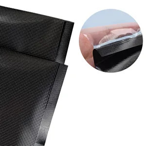 Food Grade Reliëf Plastic Verpakking Vacuüm Sealer Opslag Custom Print Black Vacuum Seal Bag