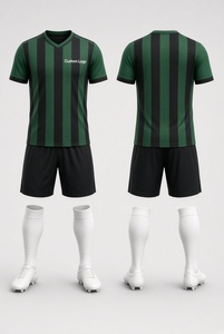 Custom Yellow Black Striped Soccer Kit Full Set Jersey Shorts <b>Socks</b> Football Uniform - Product Image 3