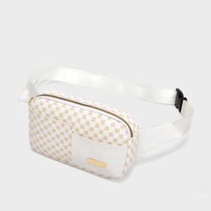 Sac banane en cuir blanc pour <span class=keywords><strong>femme</strong></span>, petit, mignon, avec logo personnalisé, pour le sport et la course, à porter en bandoulière ou à la taille - Product Image 1