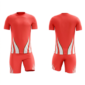 Conjunto de Uniforme de Fútbol Sublimado Rojo Personalizado PUFFIN SPORTS para Hombre, Manga Corta, Absorbe la Humedad, Ajuste Atlético, para Todas las Temporadas - Product Image 1